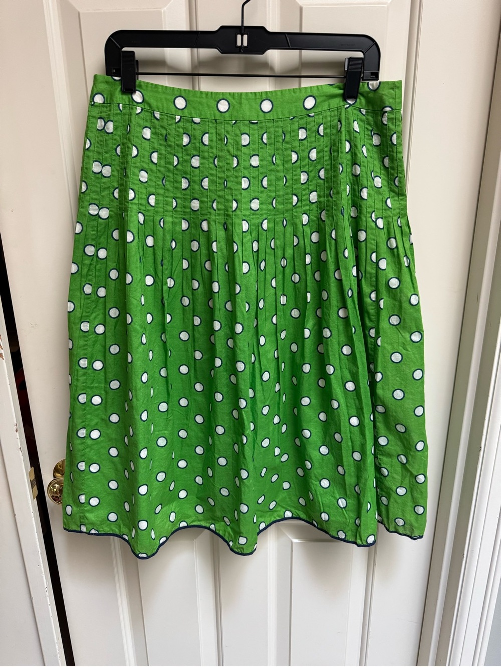 J. Crew Green Polka Dot A-Line Skirt